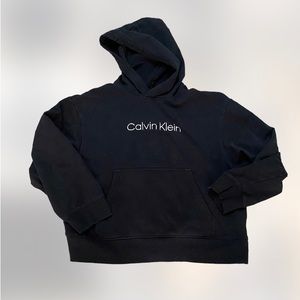 Calvin Klein embroidered black and white cropped heavyweight hoodie wins XL boxy